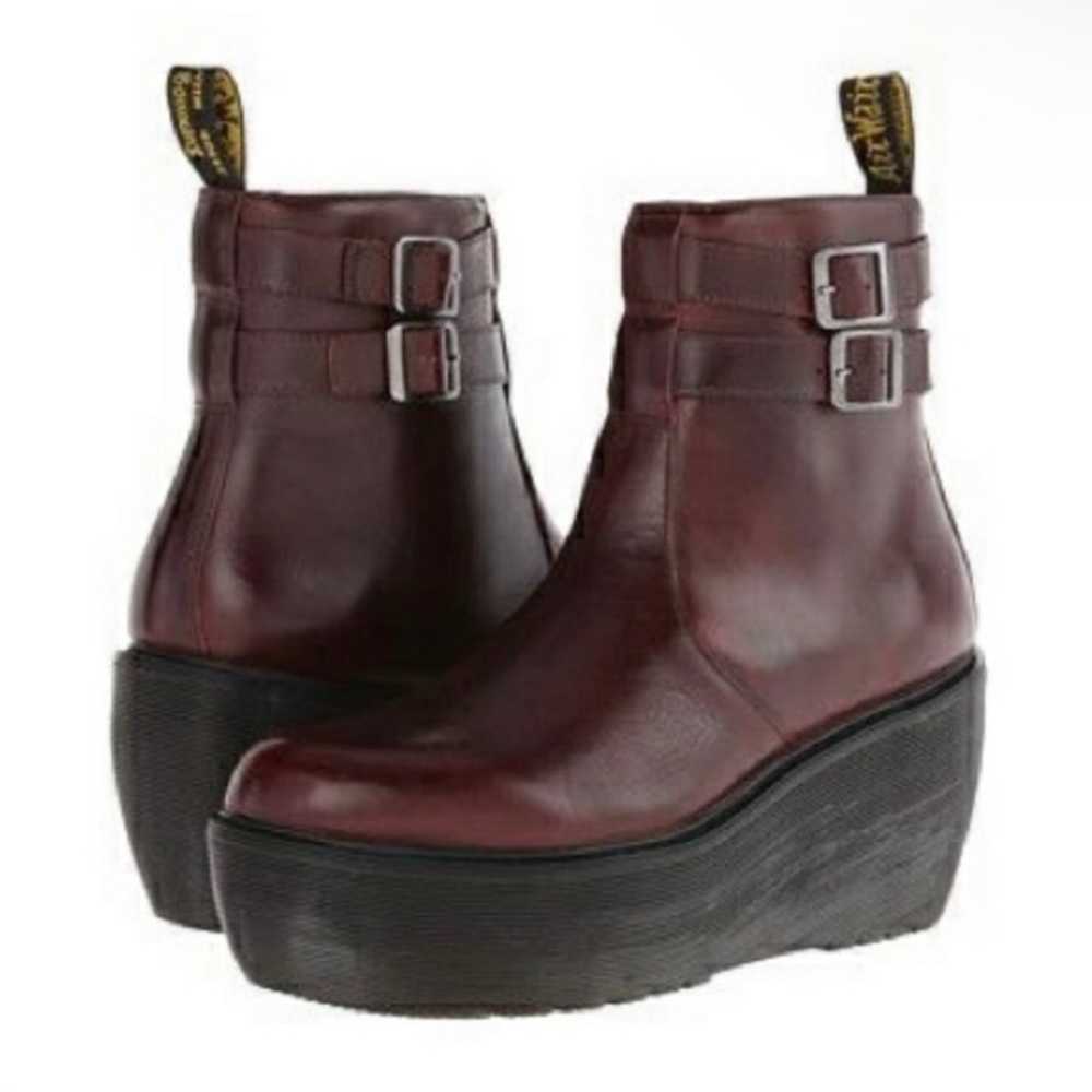 Dr Martens Caitlin Oxblood Platform Wedge Ankle Boots - Picture 3 of 11